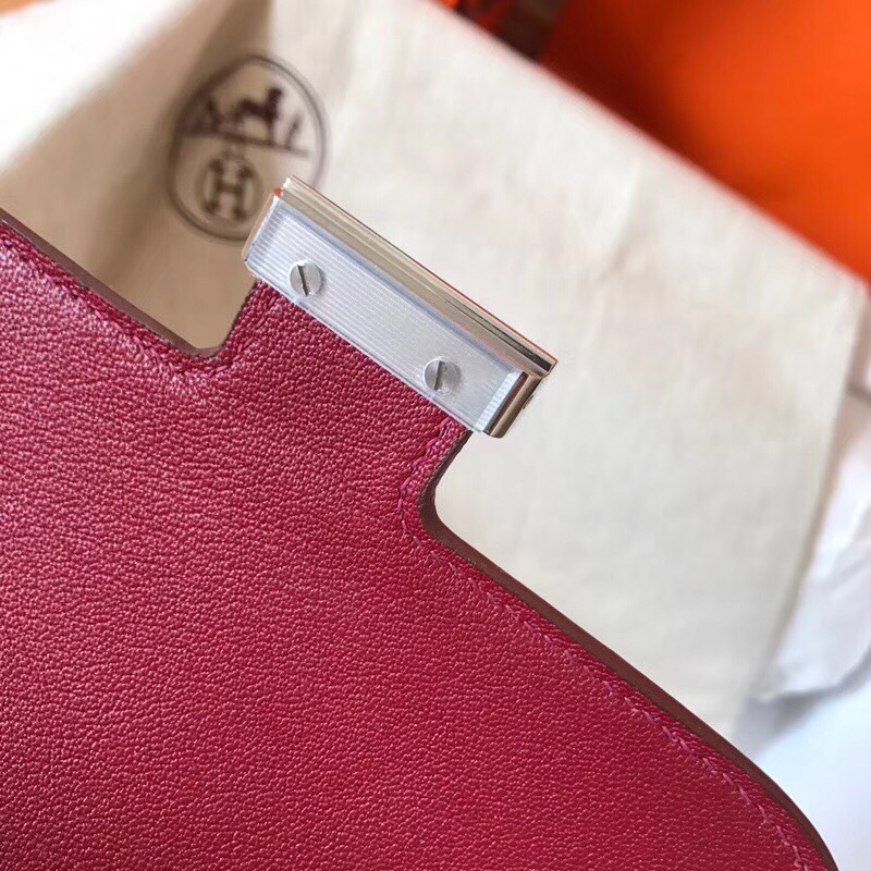 Hermes Constance 24cm Shoulder Bag In Burgundy Epsom Leather